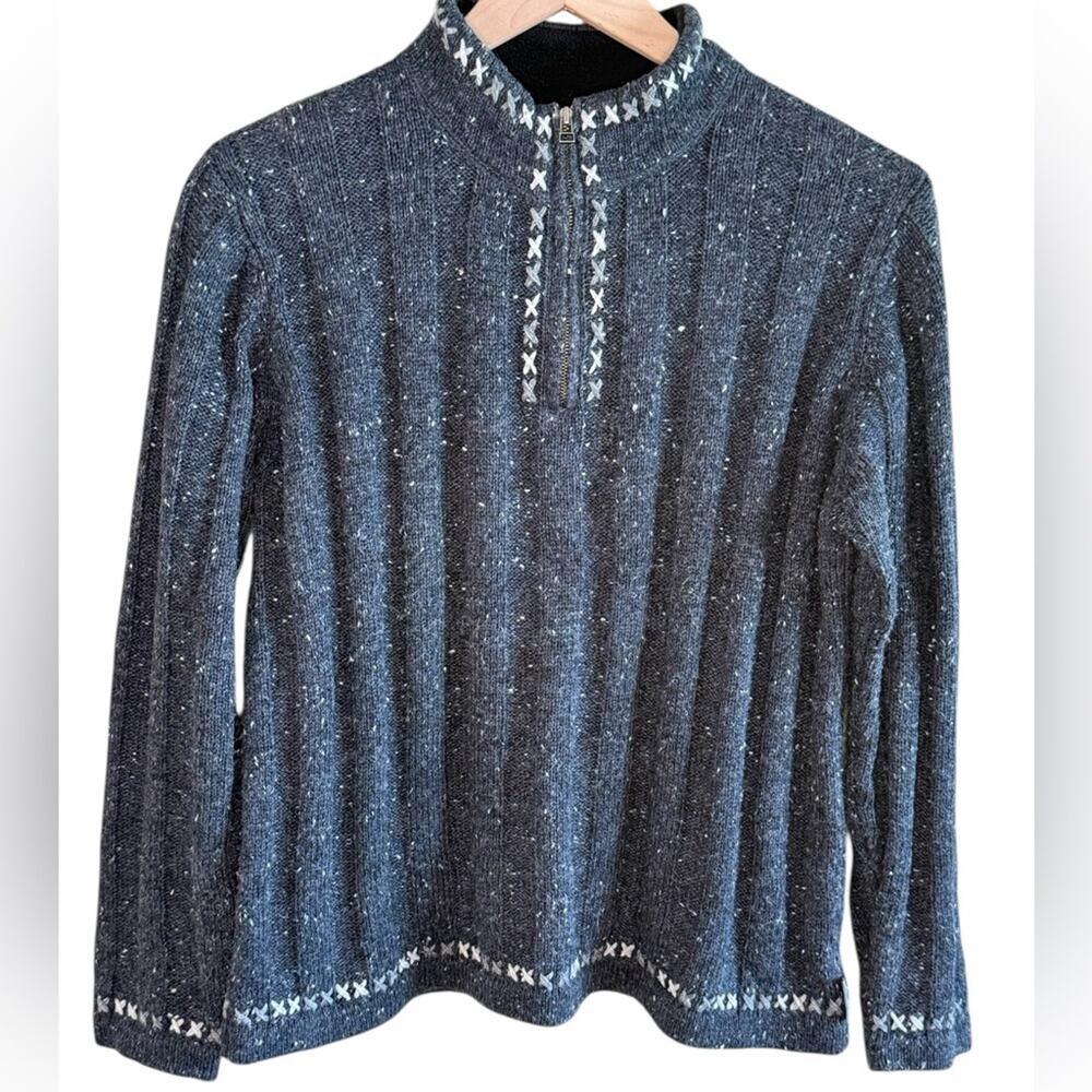 Woolrich Women’s Sz Medium Gray 1/4 Zip Sweater Gray Speckled